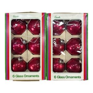 Vintage 2.5" Grants Christmas Shoppe 12 Red Mercury Glass Balls Ornaments USA
